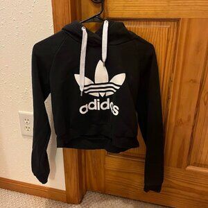 Adidas Cropped Hoodie Sweatshirt, Black